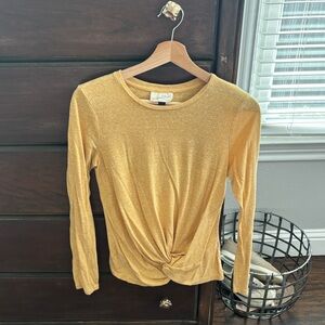 Heather Yellow Long Sleeve T with front tie